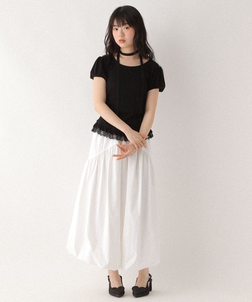 Heather（ヘザー）の「タイ付きレースカットTEE　578283（Tシャツ/カットソー・レディース・ブラック/グレー/オフホワイト・FREE）」の14枚目の写真