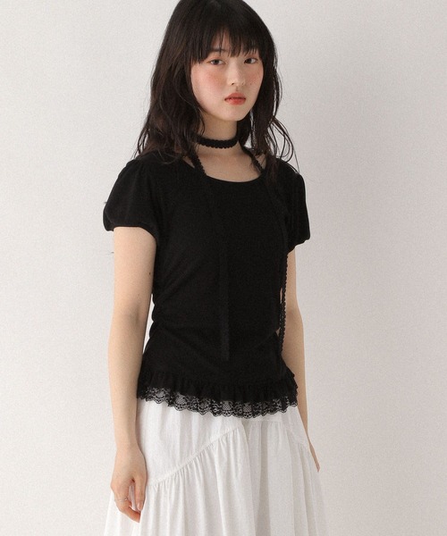 tシャツ タイ付きレースカットTEE　578283 レディース タイ付きレースカットTEE 578283（Tシャツ/カットソー