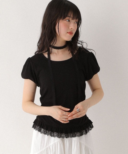 Heather（ヘザー）の「タイ付きレースカットTEE　578283（Tシャツ/カットソー・レディース・ブラック/グレー/オフホワイト・FREE）」の19枚目の写真