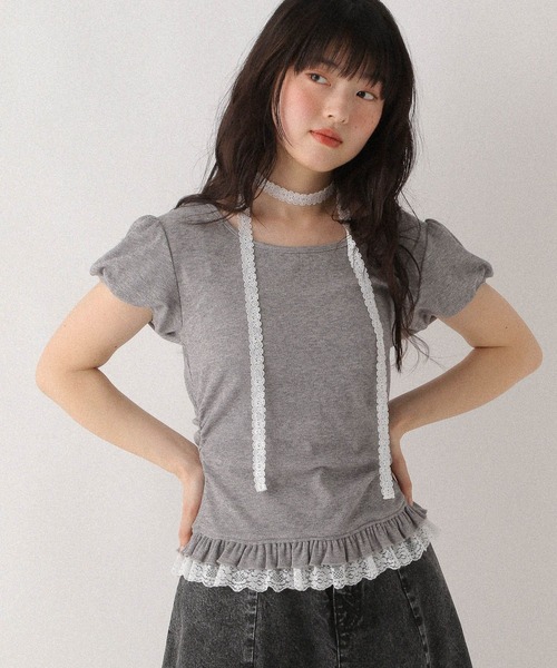 tシャツ タイ付きレースカットTEE　578283 レディース タイ付きレースカットTEE 578283（Tシャツ/カットソー
