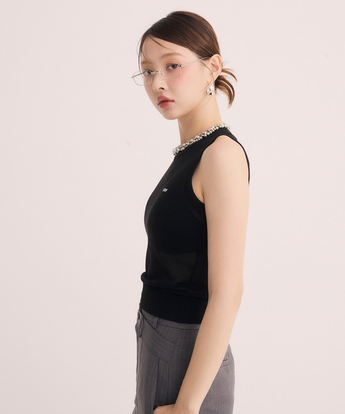 EIMY ISTOIRE(エイミーイストワール)の「シアーノースリEimyロゴニット(ニット/セーター・レディース・ブラック/グレー/ホワイト/ピンク・F)」の7枚目の写真
