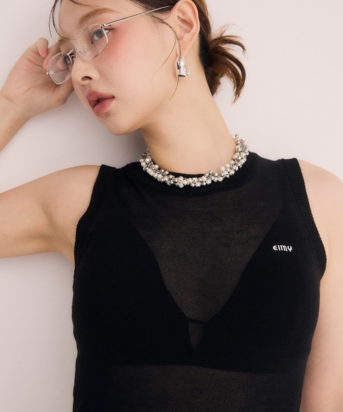 EIMY ISTOIRE(エイミーイストワール)の「シアーノースリEimyロゴニット(ニット/セーター・レディース・ブラック/グレー/ホワイト/ピンク・F)」の12枚目の写真