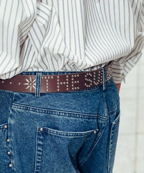 Subciety（サブサエティ）の「Studs  leather belt（ベルト・メンズ・ブラウン/ブラック・FREE）」の3枚目の写真