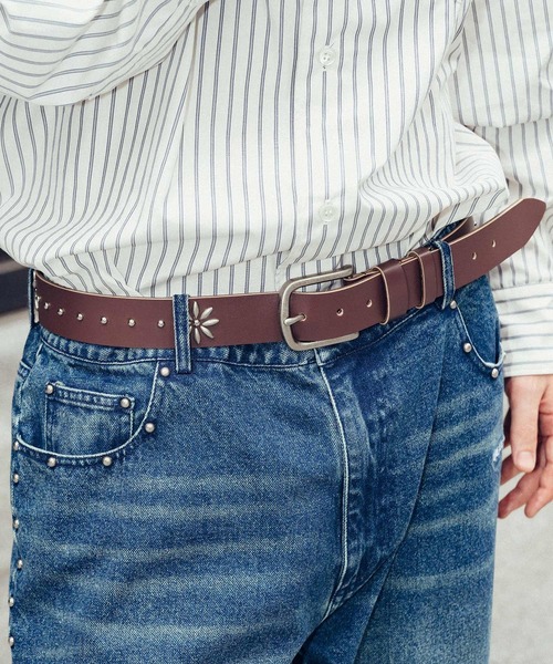 Subciety（サブサエティ）の「Studs  leather belt（ベルト・メンズ・ブラウン/ブラック・FREE）」の5枚目の写真