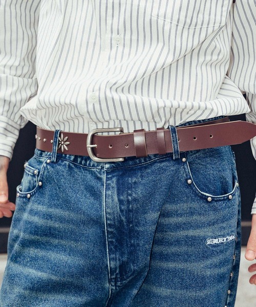 Subciety（サブサエティ）の「Studs  leather belt（ベルト・メンズ・ブラウン/ブラック・FREE）」の6枚目の写真