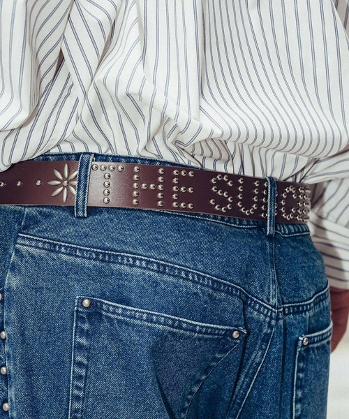 Subciety（サブサエティ）の「Studs  leather belt（ベルト・メンズ・ブラウン/ブラック・FREE）」の8枚目の写真