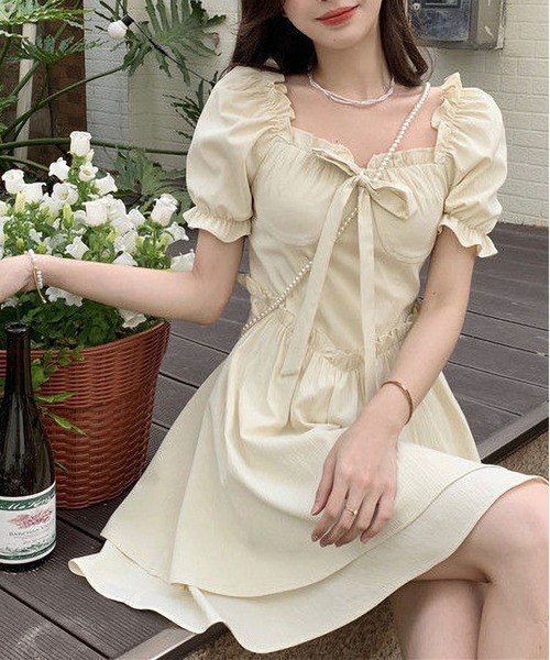 KAREN WALKER❤ギャザー フリル シルク ワンピース アニュアンス anuans ジャガードギャザーワンピース （GREY