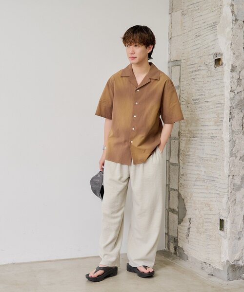 WHIMSIC(ウィムジック)の「【UNISEX/SETUP対応】ストレッチシアサッカーイージーパンツ(その他パンツ・レディース・グレイッシュベージュ/チャコールグレー・FREE)」の20枚目の写真