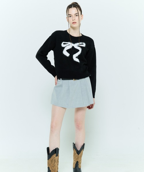 LARTIGENT(ラーティゼン)の「L6 RIBBON MIX KNIT(ニット/セーター・レディース・ブラック/グレー・FREE)」の4枚目の写真