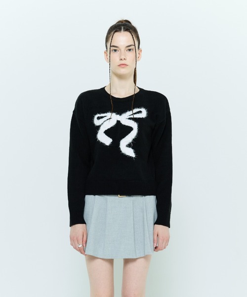 LARTIGENT(ラーティゼン)の「L6 RIBBON MIX KNIT(ニット/セーター・レディース・ブラック/グレー・FREE)」の7枚目の写真