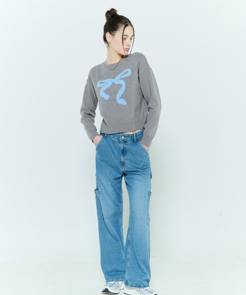 LARTIGENT(ラーティゼン)の「L6 RIBBON MIX KNIT(ニット/セーター・レディース・ブラック/グレー・FREE)」の6枚目の写真