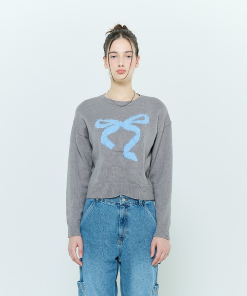 LARTIGENT(ラーティゼン)の「L6 RIBBON MIX KNIT(ニット/セーター・レディース・ブラック/グレー・FREE)」の10枚目の写真