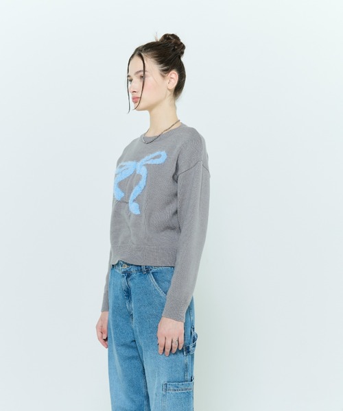 LARTIGENT(ラーティゼン)の「L6 RIBBON MIX KNIT(ニット/セーター・レディース・ブラック/グレー・FREE)」の11枚目の写真