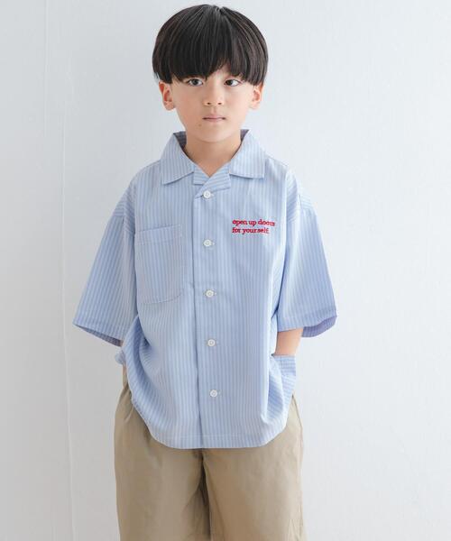 URBAN RESEARCH DOORS（アーバンリサーチドアーズ）の「『WEB/一部店舗限定サイズ』ロゴ刺繍ストライプシャツ(KIDS)（Tシャツ/カットソー・キッズ・ブルー/イエロー・120/135/150）」の14枚目の写真