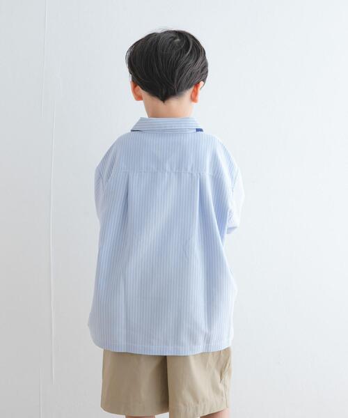 URBAN RESEARCH DOORS（アーバンリサーチドアーズ）の「『WEB/一部店舗限定サイズ』ロゴ刺繍ストライプシャツ(KIDS)（Tシャツ/カットソー・キッズ・ブルー/イエロー・120/135/150）」の11枚目の写真