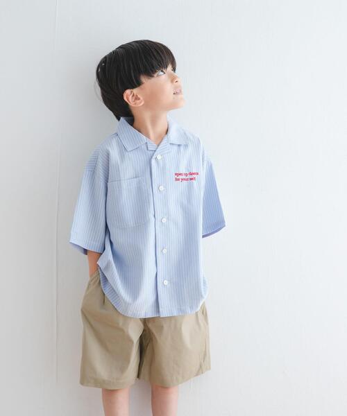 URBAN RESEARCH DOORS（アーバンリサーチドアーズ）の「『WEB/一部店舗限定サイズ』ロゴ刺繍ストライプシャツ(KIDS)（Tシャツ/カットソー・キッズ・ブルー/イエロー・120/135/150）」の9枚目の写真