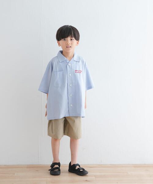 URBAN RESEARCH DOORS（アーバンリサーチドアーズ）の「『WEB/一部店舗限定サイズ』ロゴ刺繍ストライプシャツ(KIDS)（Tシャツ/カットソー・キッズ・ブルー/イエロー・120/135/150）」の6枚目の写真