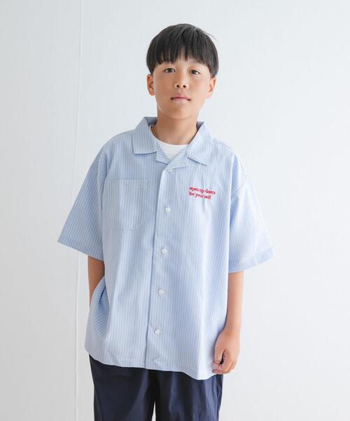 URBAN RESEARCH DOORS（アーバンリサーチドアーズ）の「『WEB/一部店舗限定サイズ』ロゴ刺繍ストライプシャツ(KIDS)（Tシャツ/カットソー・キッズ・ブルー/イエロー・120/135/150）」の3枚目の写真