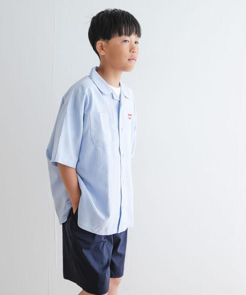 URBAN RESEARCH DOORS（アーバンリサーチドアーズ）の「『WEB/一部店舗限定サイズ』ロゴ刺繍ストライプシャツ(KIDS)（Tシャツ/カットソー・キッズ・ブルー/イエロー・120/135/150）」の15枚目の写真