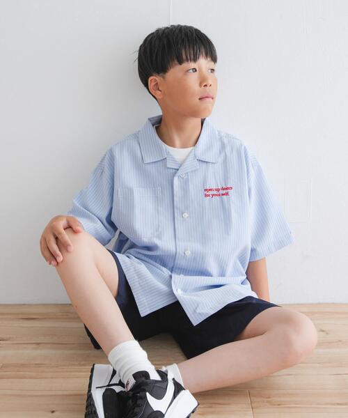 URBAN RESEARCH DOORS（アーバンリサーチドアーズ）の「『WEB/一部店舗限定サイズ』ロゴ刺繍ストライプシャツ(KIDS)（Tシャツ/カットソー・キッズ・ブルー/イエロー・120/135/150）」の20枚目の写真
