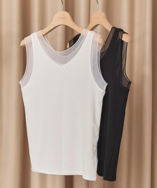 Doux archives（ドゥアルシーヴ）の「切替２ＷＡＹタンクトップ（タンクトップ・レディース・オフホワイト/ブラック・FREE）」の5枚目の写真