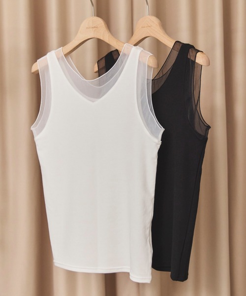 Doux archives（ドゥアルシーヴ）の「切替２ＷＡＹタンクトップ（タンクトップ・レディース・オフホワイト/ブラック・FREE）」の4枚目の写真