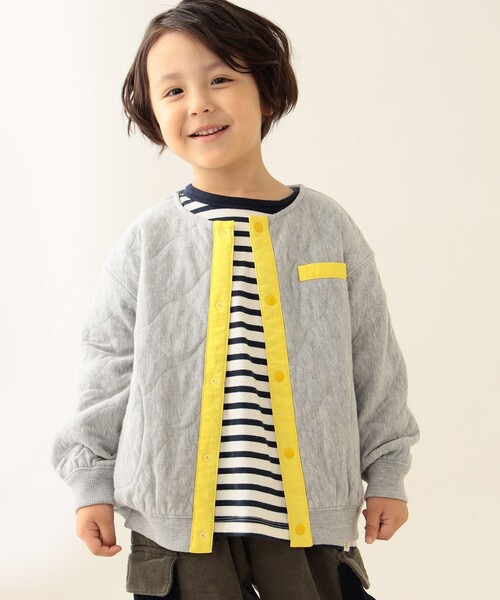 BEAMS mini（ビームスミニ）の「カット キルト ジャケット 2025FW（90～150cm）（カーディガン/ボレロ・キッズ・ネイビー/ライトグレー・100/130/120/90/150/110/140）」の3枚目の写真