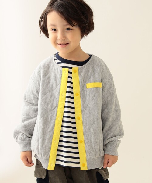 BEAMS mini（ビームスミニ）の「カット キルト ジャケット 2025FW（90～150cm）（カーディガン/ボレロ・キッズ・ネイビー/ライトグレー・100/130/120/90/150/110/140）」の4枚目の写真