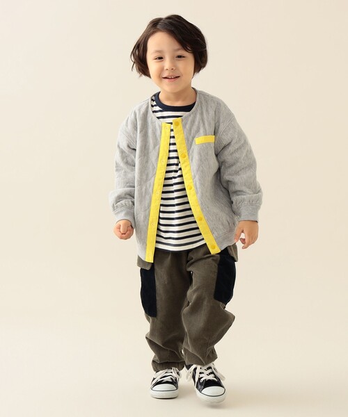 BEAMS mini（ビームスミニ）の「カット キルト ジャケット 2025FW（90～150cm）（カーディガン/ボレロ・キッズ・ネイビー/ライトグレー・100/130/120/90/150/110/140）」の6枚目の写真
