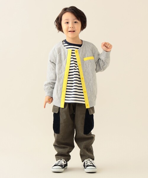 BEAMS mini（ビームスミニ）の「カット キルト ジャケット 2025FW（90～150cm）（カーディガン/ボレロ・キッズ・ネイビー/ライトグレー・100/130/120/90/150/110/140）」の7枚目の写真