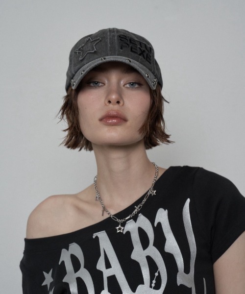 ★SETUP-EXE★STUDDED LOGO BALL CAP / BLACK (W)★韓国送料込 SETUP‐EXE】STUDDED LOGO BALL CAP / 【セットアップエグゼ