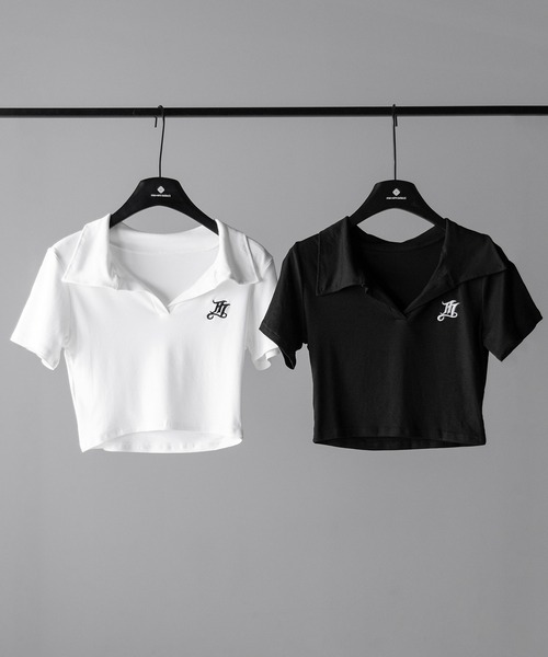 me+em select(ミームセレクト)の「※※【 2color 】M LOGO スキッパーショート半袖Tシャツ / M LOGO skipper neck short sleeve T-shirt(Tシャツ/カットソー・レディース・ブラック/ホワイト・FREE)」の3枚目の写真