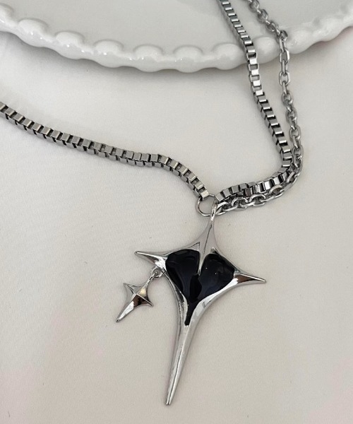 エージェムナイン、ネックレス限定品 A'GEM/9 × .kom 『.KOM/ドットケーオーエム』ブラックハート