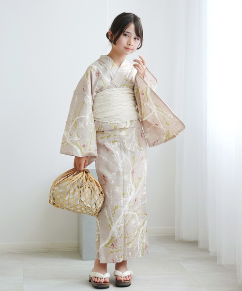 【26】定価13,999円◆浴衣３点セット◆新品 ウタタネ ◆浴衣+帯+桐下駄 浴衣3点セット（浴衣/帯/下駄） utatane フリーサイズ（身長155