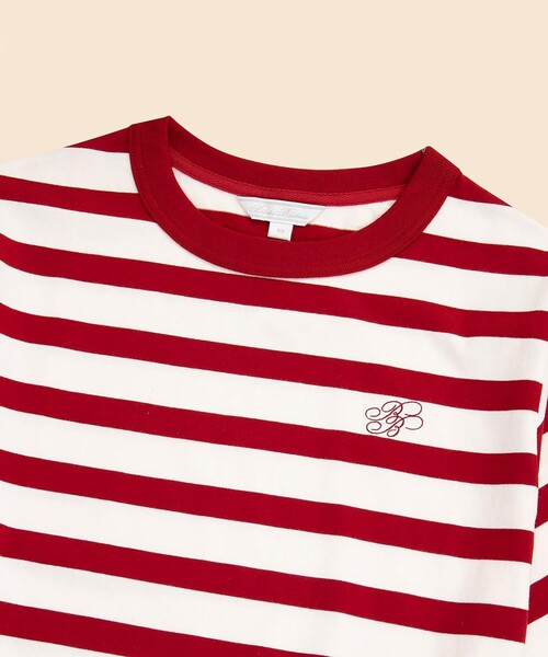 BROOKS BROTHERS(ブルックスブラザーズ)の「【Double B Collection】コットン BBロゴ マリナーストライプ ヘビーウェイトTシャツ(Tシャツ/カットソー・レディース・ホワイト×ネイビー/ホワイト×レッド/グリーン系その他・LARGE/MEDIUM/X-SMALL/SMALL)」の4枚目の写真