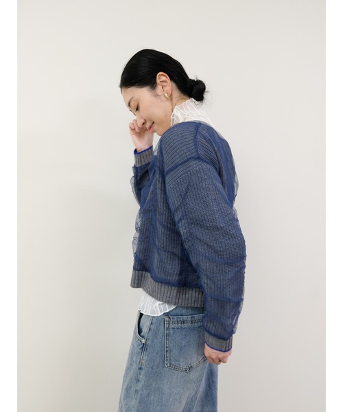 DOLLUPOOPS（ドールアップウップス）の「配色チュールレイヤードニットカーディガン（カーディガン/ボレロ・レディース・グレー/オフホワイト/ダークネイビー・38）」の18枚目の写真