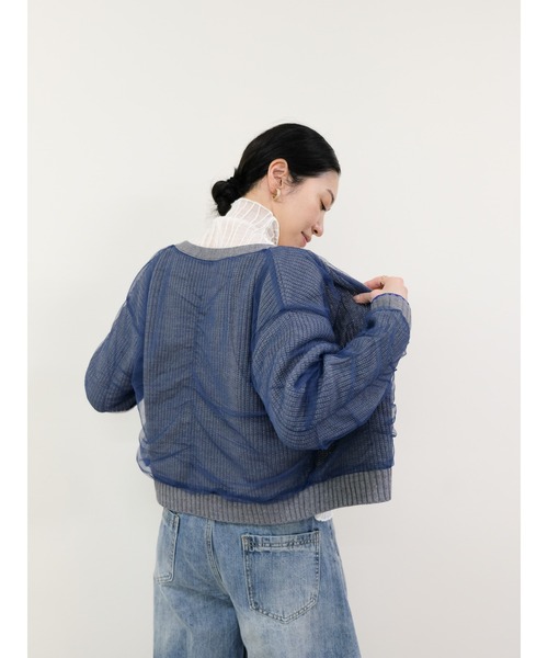 DOLLUPOOPS（ドールアップウップス）の「配色チュールレイヤードニットカーディガン（カーディガン/ボレロ・レディース・グレー/オフホワイト/ダークネイビー・38）」の19枚目の写真