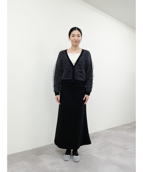 DOLLUPOOPS（ドールアップウップス）の「配色チュールレイヤードニットカーディガン（カーディガン/ボレロ・レディース・グレー/オフホワイト/ダークネイビー・38）」の15枚目の写真