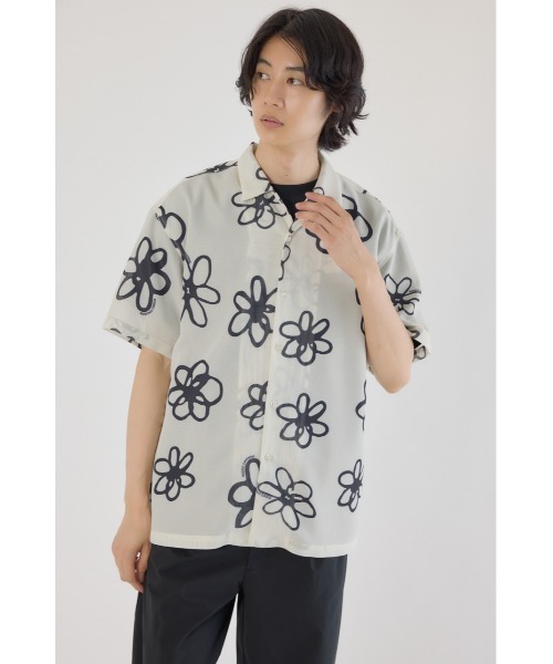 RODEO CROWNS WIDE BOWL(ロデオクラウンズワイドボウル)の「ポリメッシュフラワーシャツ(シャツ/ブラウス・メンズ・ブラック/オフホワイト/ライトイエロー・MEDIUM/LARGE)」の22枚目の写真