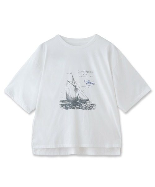 LA MARINE FRANCAISE（マリン フランセーズ）の「yacht Tシャツ（Tシャツ/カットソー・レディース・ホワイト/ブルー・FREE）」の2枚目の写真