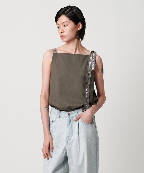 AEWEN MATOPH（イウエン マトフ）の「＜AEWEN MATOPH＞スパンコールテープ 2WAYジレキャミソール（キャミソール・レディース・オリーブ/ブラック・FREE）」の19枚目の写真