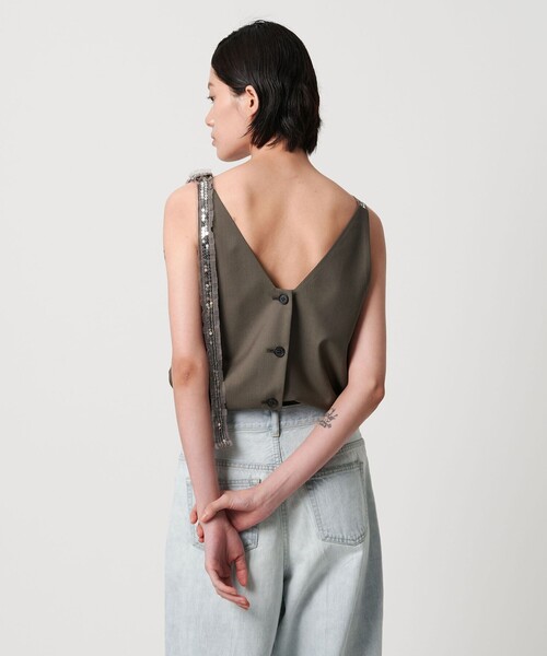 AEWEN MATOPH（イウエン マトフ）の「＜AEWEN MATOPH＞スパンコールテープ 2WAYジレキャミソール（キャミソール・レディース・オリーブ/ブラック・FREE）」の9枚目の写真