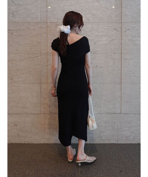 LAGUNAMOON（ラグナムーン）の「アシメオフショルリブニットワンピース（ワンピース・レディース・ライトグレー/ブラック/ミント・MEDIUM/SMALL）」の6枚目の写真