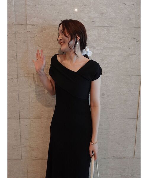 LAGUNAMOON（ラグナムーン）の「アシメオフショルリブニットワンピース（ワンピース・レディース・ライトグレー/ブラック/ミント・MEDIUM/SMALL）」の7枚目の写真