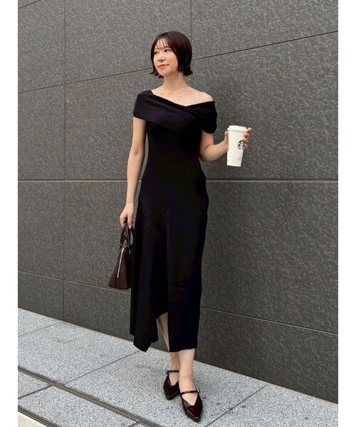 LAGUNAMOON（ラグナムーン）の「アシメオフショルリブニットワンピース（ワンピース・レディース・ライトグレー/ブラック/ミント・MEDIUM/SMALL）」の11枚目の写真