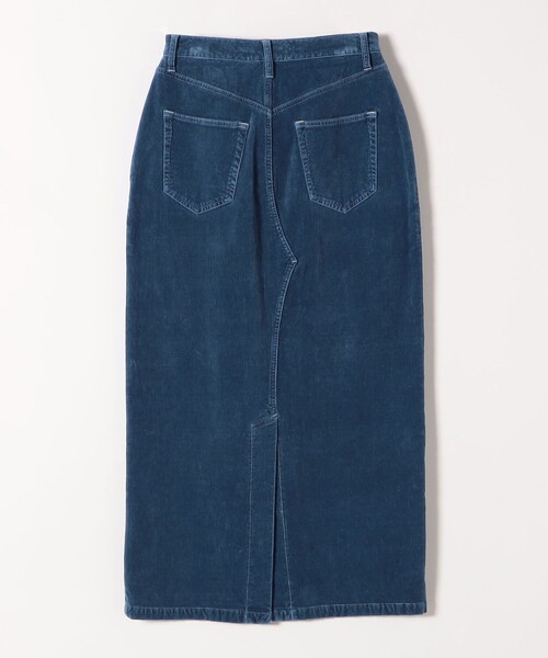 カランシエル（quaranciel）/quaranciel:〈洗濯機可能〉コットン ベロア インディゴ Iライン ストレート スカート セール】quaranciel:〈洗濯機可能〉コットン ベロア インディゴ I