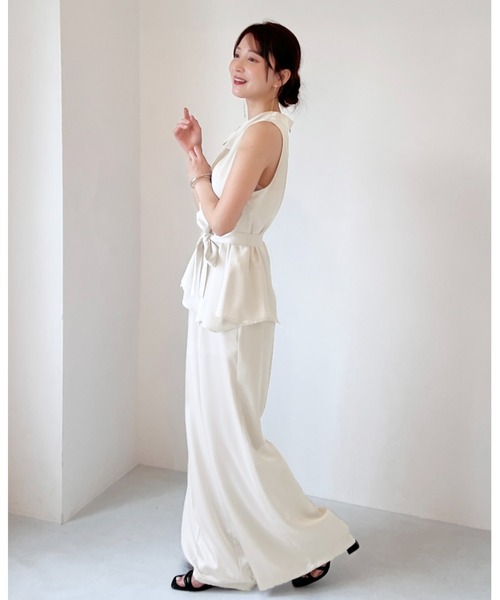 SNIDEL（スナイデル）の「サテンワイドパンツ（その他パンツ・レディース・アイボリー/ピンクベージュ/ネイビー・0/1）」の5枚目の写真