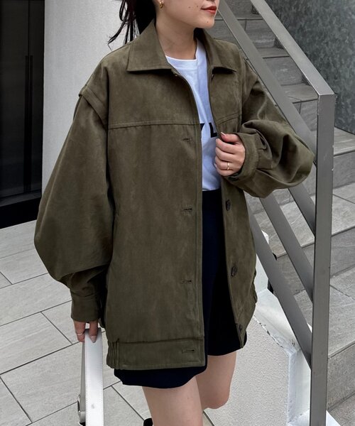 CIAOPANIC TYPY（チャオパニックティピー）の「【マルチウェイ】スウェードライクオーバージャケット（ブルゾン・レディース・ブラック/カーキ/キャメル・ONE SIZE）」の3枚目の写真