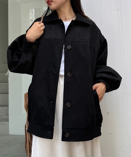 CIAOPANIC TYPY（チャオパニックティピー）の「【マルチウェイ】スウェードライクオーバージャケット（ブルゾン・レディース・ブラック/カーキ/キャメル・ONE SIZE）」の4枚目の写真