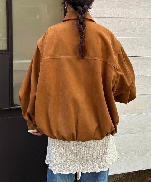 CIAOPANIC TYPY（チャオパニックティピー）の「【マルチウェイ】スウェードライクオーバージャケット（ブルゾン・レディース・ブラック/カーキ/キャメル・ONE SIZE）」の9枚目の写真